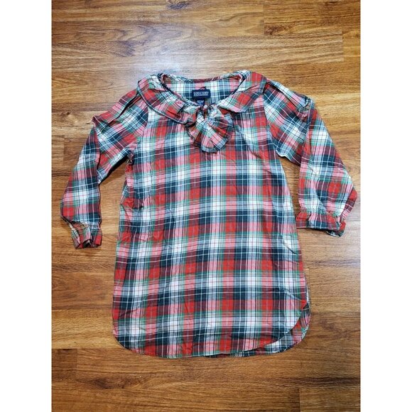 Vtge‎ Lands End Red Plaid Womans Size S Ruffle Neck Nightgown - Picture 1 of 5